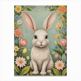 Little Floral Bunny Canvas Print