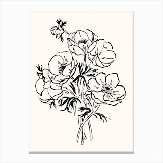 Black Flower Bouquet Canvas Print