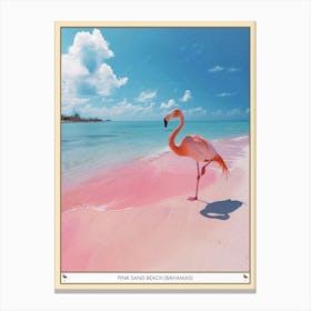 Greater Flamingo Pink Sand Beach Bahamas Tropical Illustration 8 Poster Canvas Print