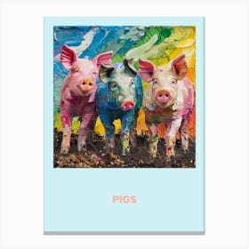 Pigs In The Mood Textured Collage Poster Canvas Print