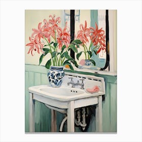 Bathroom Vanity Painting With A Amaryllis Bouquet 2 Canvas Print