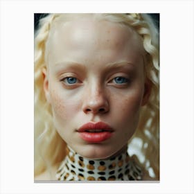 Portrait Of Albino Girl With Freckles and blue eyes Canvas Print