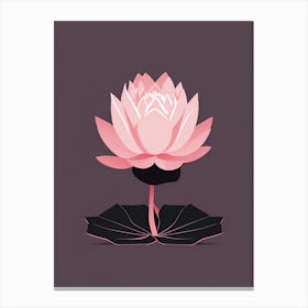 A Pink Lotus In Minimalist Style Vertical Composition 67 Canvas Print