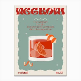 Negroni Cocktail Canvas Print