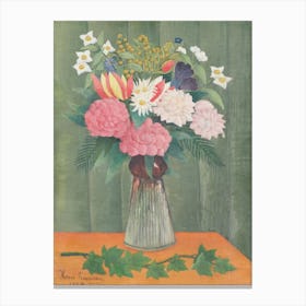 Flowers In A Vase, Henri Rousseau Still Life Canvas Print