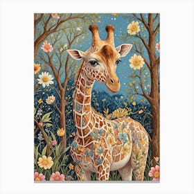 Floral Giraffe Canvas Print