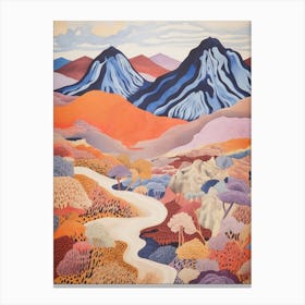 Mount Yasur Vanuatu Colourful Mountain Illustration Canvas Print