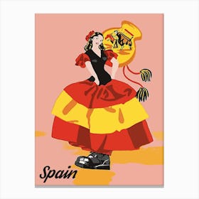 Spain, Dancing Girl With A Big Shoe Canvas Print