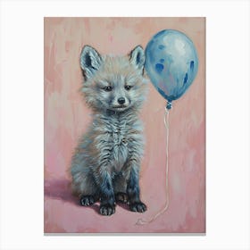 Cute Arctic Fox 2 With Balloon Canvas Print