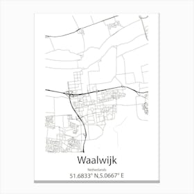 Waalwijk,Netherlands Minimalist Map Toile