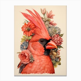 Bird With A Flower Crown Northern Cardinal 2 Canvas Print