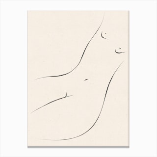 Minimalist Nude Ink On Paper Canvas Print