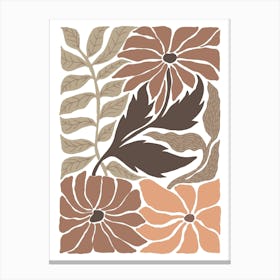 Boho Florals In Beige Tones Canvas Print