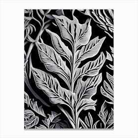 Lavender Leaf Linocut 1 Canvas Print