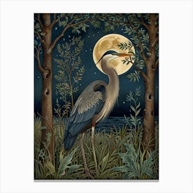 William Morris Blue Heron At Night 1 Canvas Print