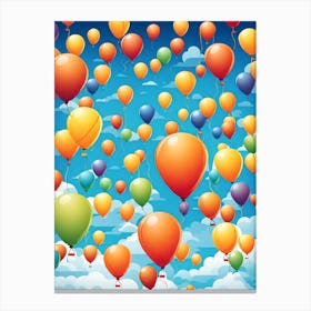Colorful Balloons In The Sky, balloons,  simple art, balloons festival, vector art, digital art, colorful,  Canvas Print