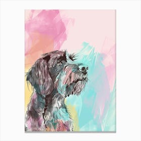 Wirehaired Pointing Griffon Dog Pastel Line Watercolour Illustration  3 Canvas Print