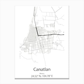 Canatlan,Mexico Minimalist Map Lienzo