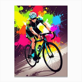 Colorful Cyclist On The Road Canvas Print