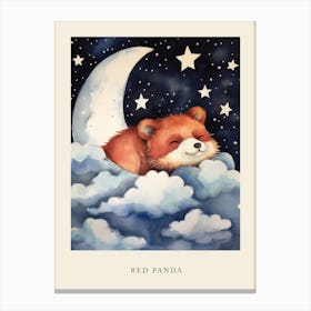 Baby Red Panda 2 Sleeping In The Clouds Nursery Poster Canvas Print
