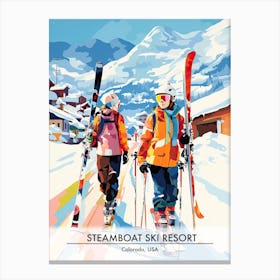 Steamboat Ski Resort   Colorado Usa, Ski Resort Poster Illustration 2 Canvas Print