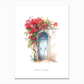 Tel Aviv, Israel   Mediterranean Doors Watercolour Painting 2 Poster Canvas Print