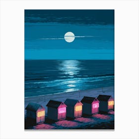 Beach Huts, Anime Art Lofi Canvas Print