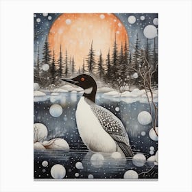 Winter Bird Painting Common Loon 3 Canvas Print