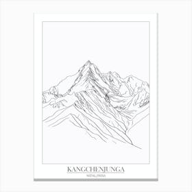 Kangchenjunga Nepal India Line Drawing 4 Poster Canvas Print