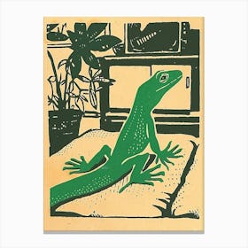 Lizard In The Living Room Block 2 Canvas Print