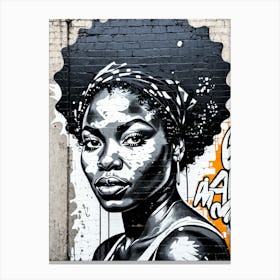 Vintage Graffiti Mural Of Beautiful Black Woman 117 Canvas Print