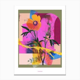 Cosmos 3 Neon Flower Collage Poster Canvas Print