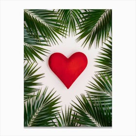 Heart With Palm Leaves Canvas Print