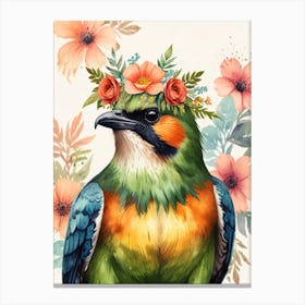 Bird With Flower Crown 3 Canvas Print