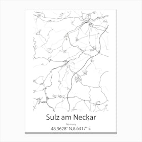 Sulz Am Neckar,Germany Minimalist Map Canvas Print