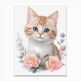 Cat With Flowers Canvas Print