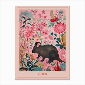 Floral Animal Painting Wombat 1 Poster Canvas Print