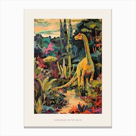 Colourful Dinosaur In The Wild Painting 5 Poster Canvas Print