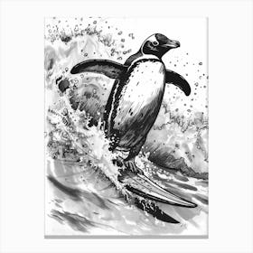 Emperor Penguin Surfing Waves 2 Canvas Print