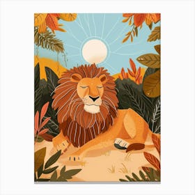African Lion Resting In The Sun Illustration 2 Canvas Print