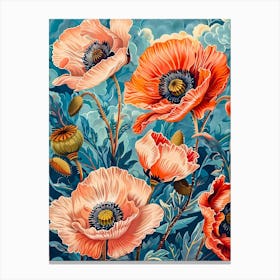 Poppies Inspired By William Morris 7 Canvas Print