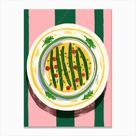 A Plate Of Green Beans 2  Top View Food Illustration 2 Canvas Print