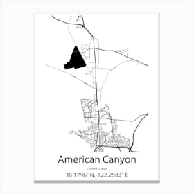 American Canyon,United States Minimalist Map Canvas Print