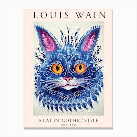Louis Wain, A Cat In Gothic Style, Blue Cat Poster 10 Canvas Print