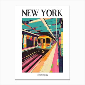 New York City Subway New York Colourful Silkscreen Illustration 3 Poster Canvas Print