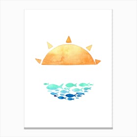 Sun And Fish Logo Canvas Print