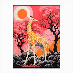 Giraffe With The Acacia Trees 1 Canvas Print