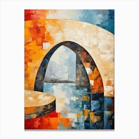 Stone Bridges IV, Avant Garde Abstract Vibrant Colorful Painting in Cubism & Van Gogh Style Canvas Print