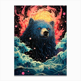 Bear In The Ocean Canvas Print