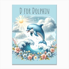 D For Dolphin Nursery Canvas Print